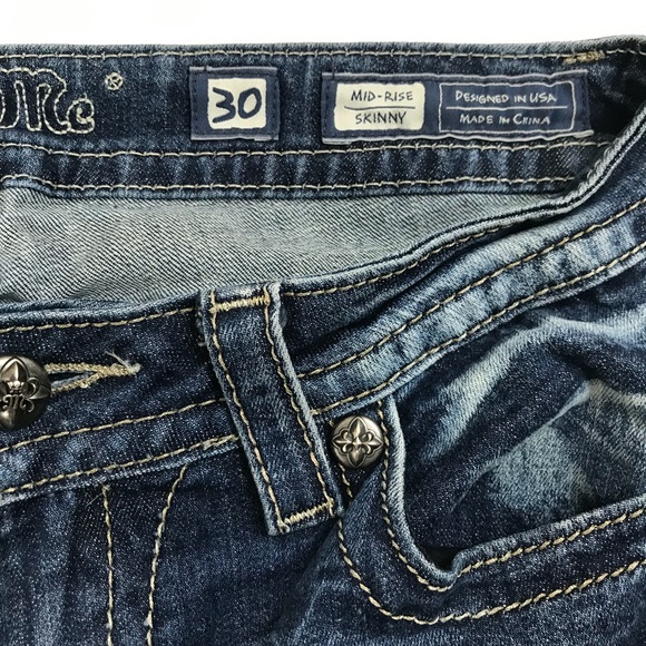 Miss Me Mid Rise Skinny Jeans Embellished Cross U - Picture 5 of 7